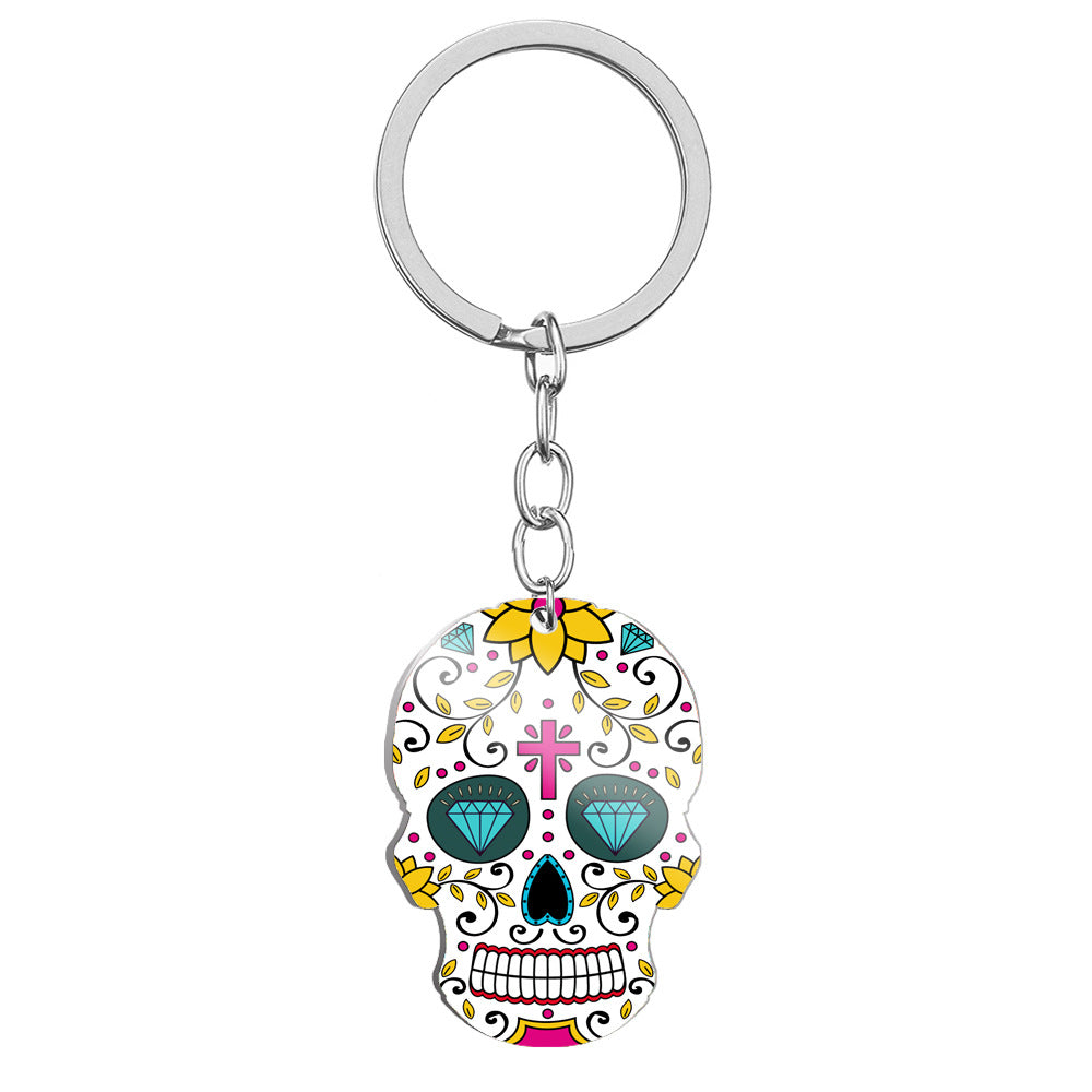 Wholesale Day of the Dead Skull Stainless Steel Keychains
