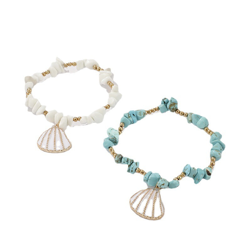 Wholesale Irregular Shell Double Layer Feet Chains