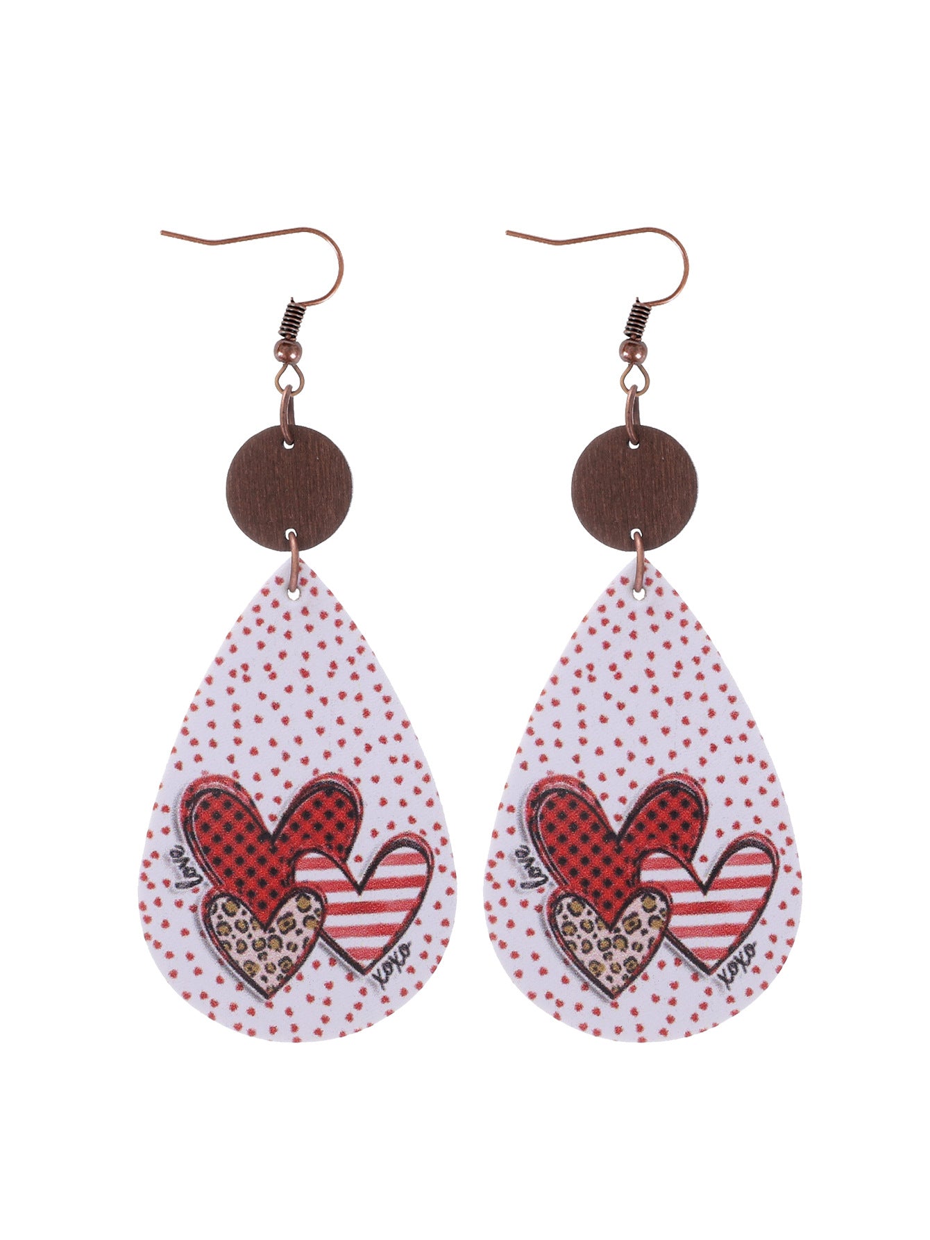 Wholesale Multiple Heart Pattern Valentine's Day Leopard Print Leather Earrings