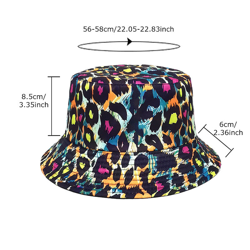 Wholesale Color Leopard Print Polyester Bucket Hat Double Sided Sunscreen Sun Hat