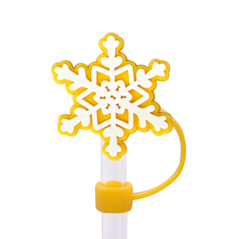 Wholesale Random 100pcs  snowflake  dust plug straw hat creative DIY cup straw accessories