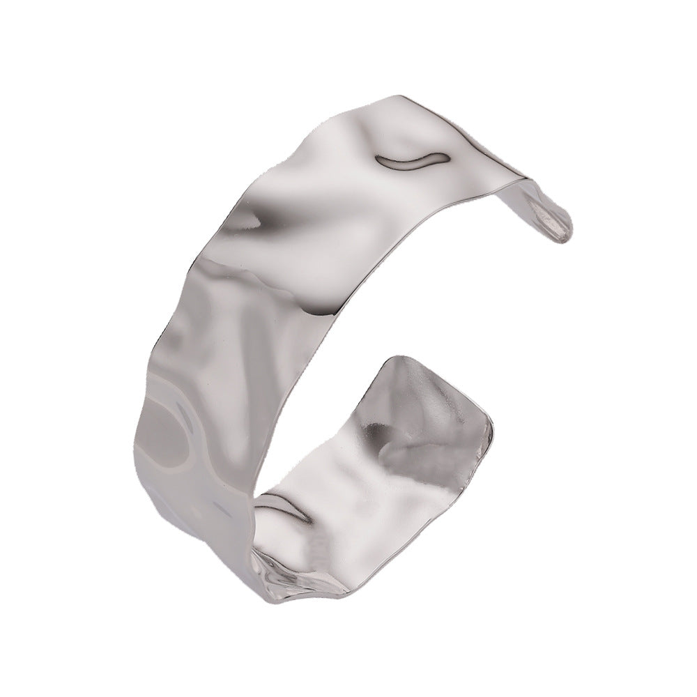 Wholesale 18k Gold Plated Hammered Wide Bracelet