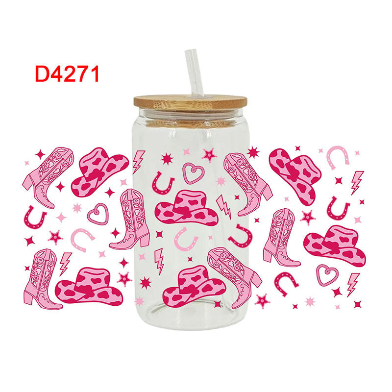 Wholesale UV Transfer Paste Glass C16oz Cup UV DTF Wraps 23cmX11cm