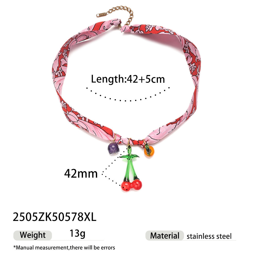 Wholesale Tina European and American Stainless Steel Pendant Necklace Sweet Cool Sexy Style Silk f Braided Colorful Necklace Clavicle Chain Necklace Jewelry