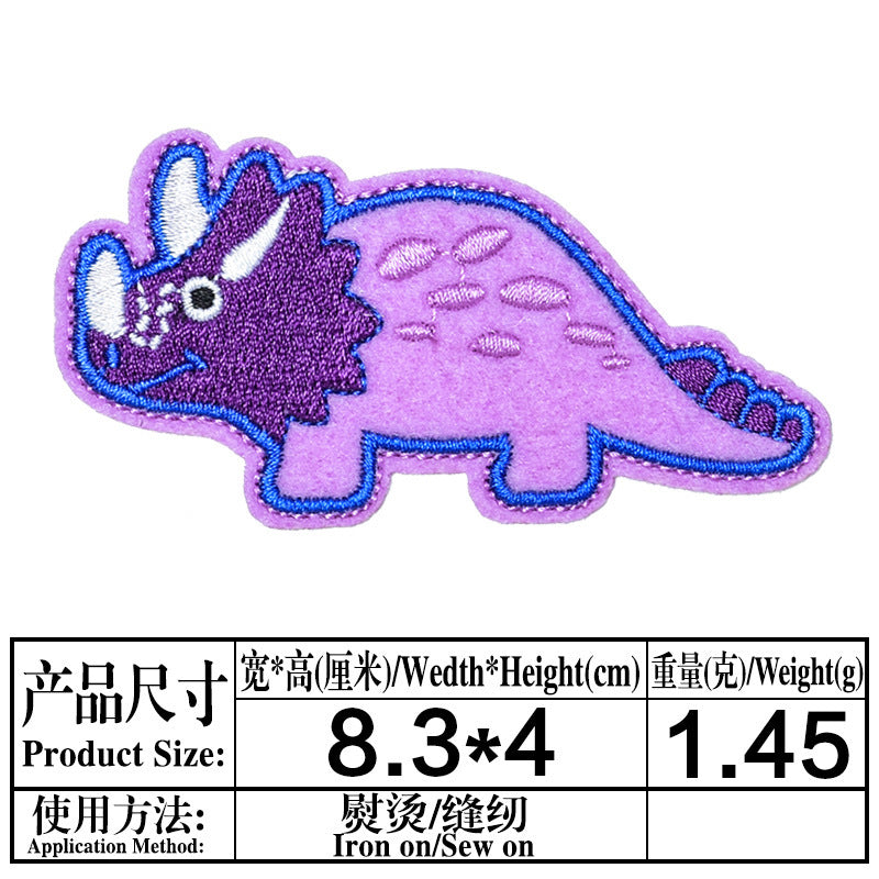 Wholesale Trendy Embroidered Fabric Patches 12 Pack Dinosaur Cartoon Animal Sew On Clothing Decorative DIY Patches For Resale