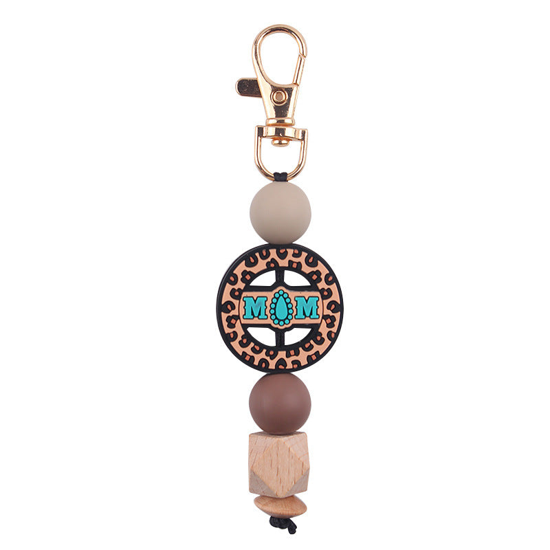 Wholesale Handmade Silicone Beaded Cartoon Mother's Day Keychain