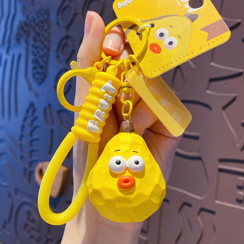 Wholesale Creative Wood Carving Style Vegetables and Fruits Series Watermelon Resin Keychain