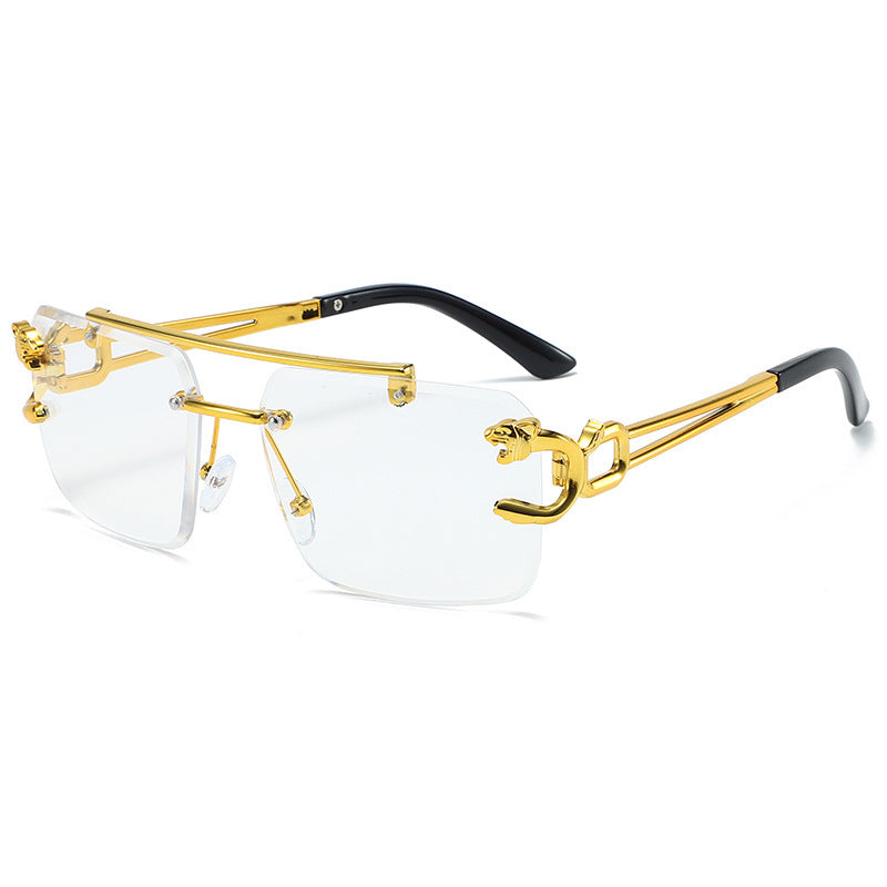 Wholesale Frameless leopard head double beam new style fashion personality trend outdoor driving personality trend Sunglasses