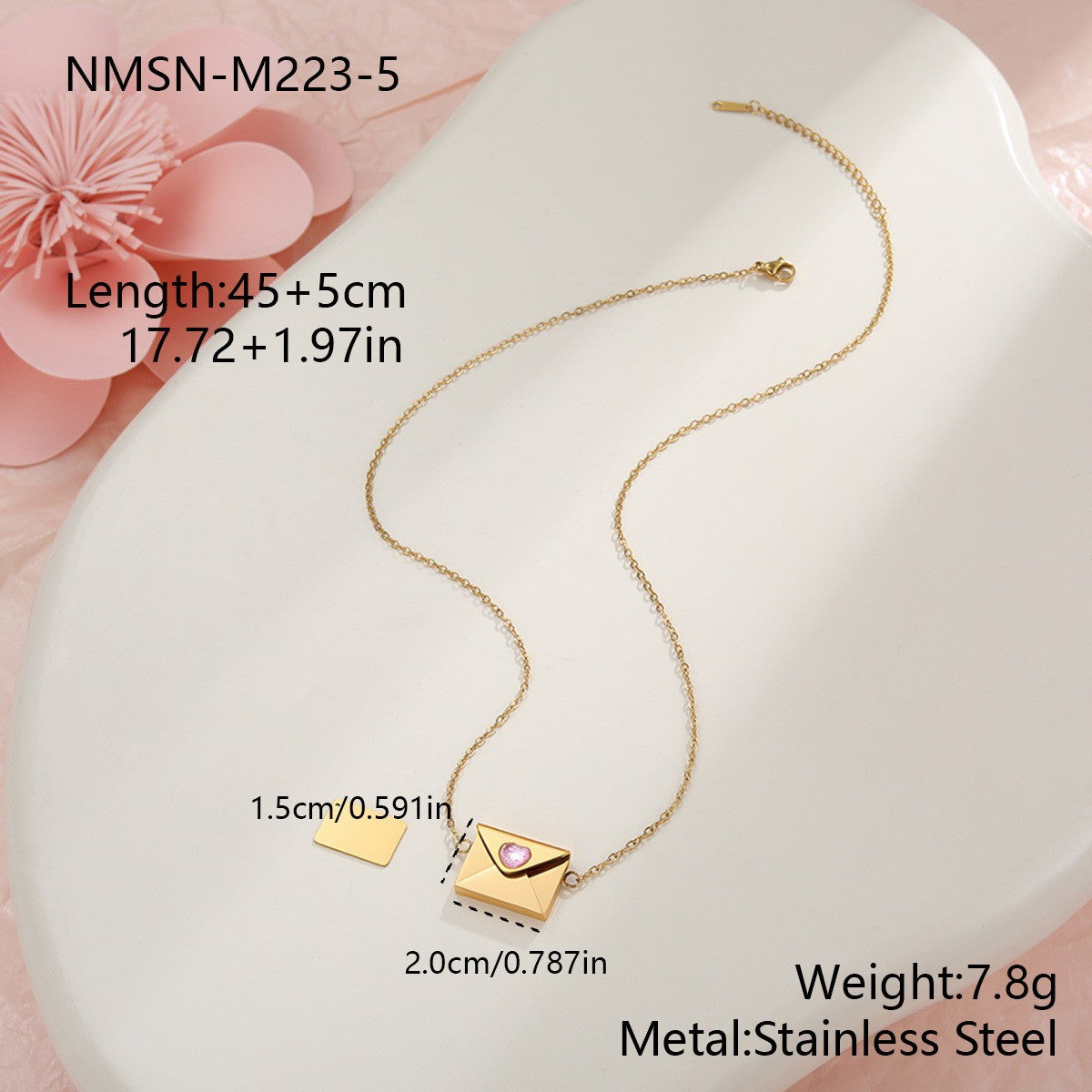 Wholesale Valentine' s Day  Heart Stainless Steel Rings Necklace Ring Necklace Jewelry Set