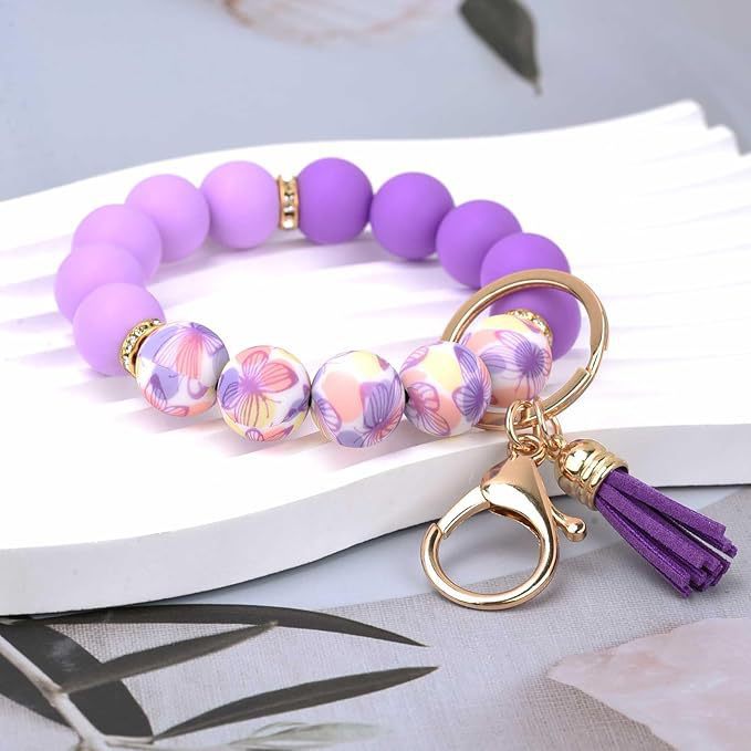 Wholesale  Handmade  Silicone Bead Bracelet Pendant Wristlet Keychain