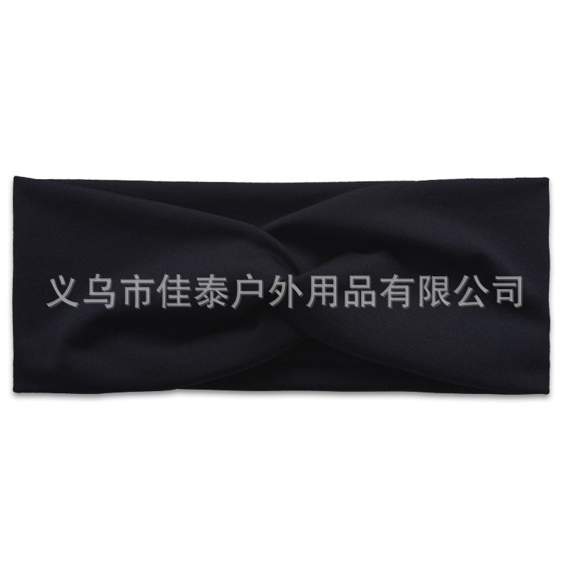 Wholesale Women's Solid Color Cross Hair Band Elastic Wide-brimmed Hair Band Exercise Running Sweat-absorbent Headband