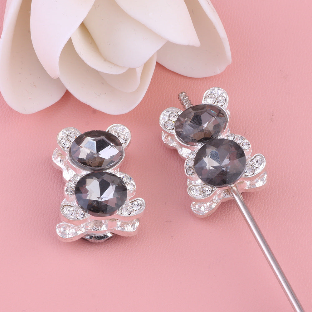 Wholesale 5pcs/pack Heavy double-sided alloy bear diamond ball DIY Fancy Beads