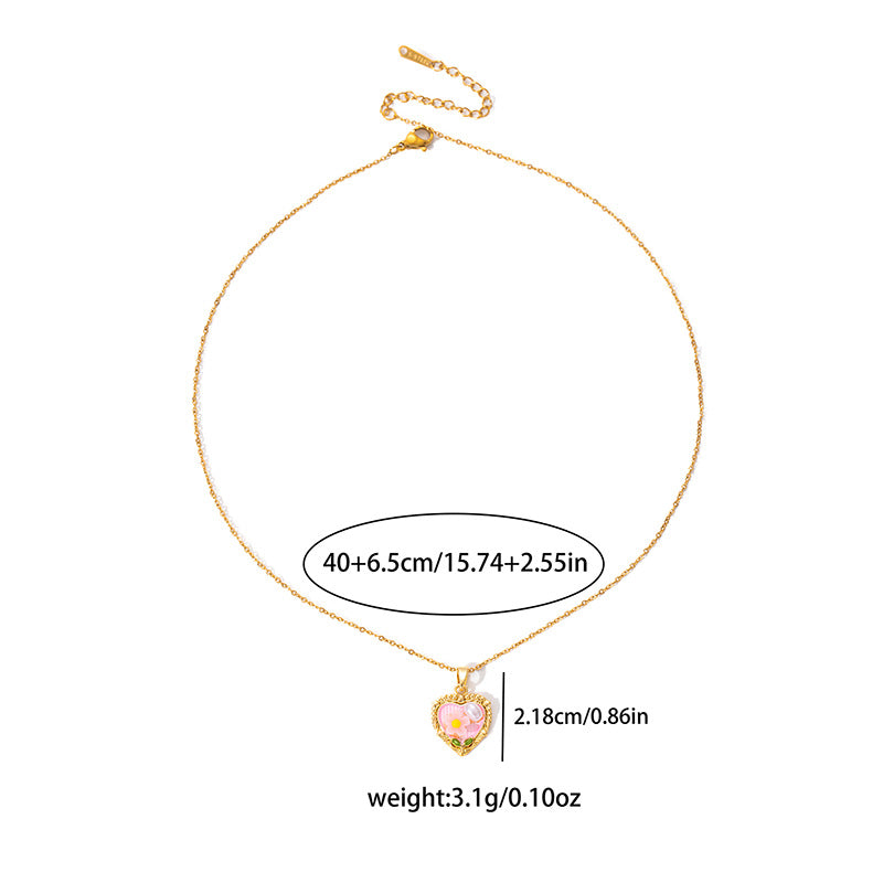 Wholesale  Heart Flower Necklace for Women, Niche Retro Light Luxury Pearl Clavicle Chain, Fashionable and Versatile Accessory