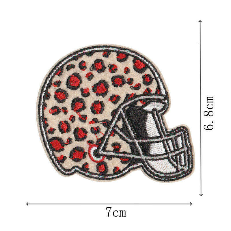 Wholesale Decorative Cartoon Football Leopard Embroidered Iron On Patches Set Of 9 For Towel Cap DIY