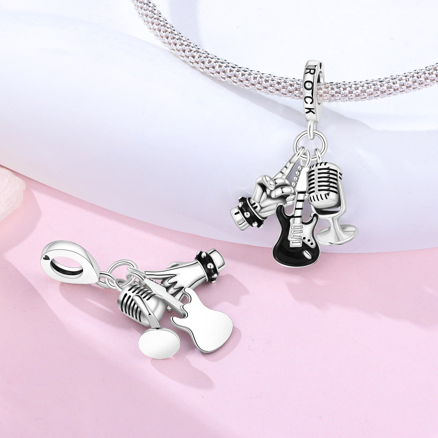 Wholesale Music Sports Series Football Guitar Silver Plated Charms