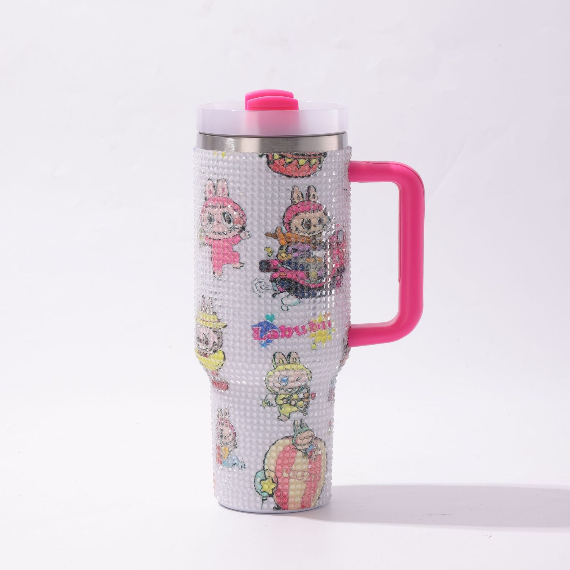 Wholesale Stainless Steel Cartoon Diamond-Encrusted 40oz Car Handle Straw Cup