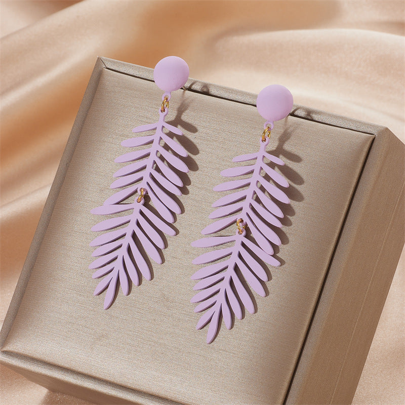 Wholesale Seven Color Leaves 925 Silver Needle Earrings
