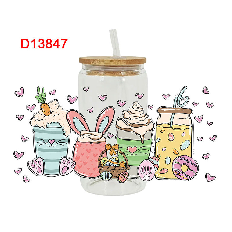 Wholesale Colorful Rabbit Easter 16oz Cup UV DTF Wraps