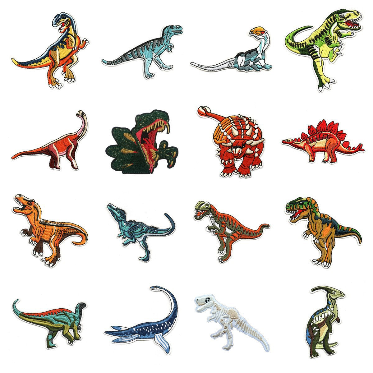 Wholesale 16 Pack Cartoon Dinosaur Embroidery Patches Iron On Appliques Decorative Sew On Badges For Clothing Towels Hats DIY Craft Gift