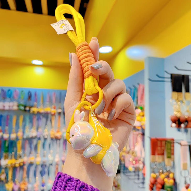 Keychanes acrílicos de conejo de coloridos con electro Explatación al por mayor