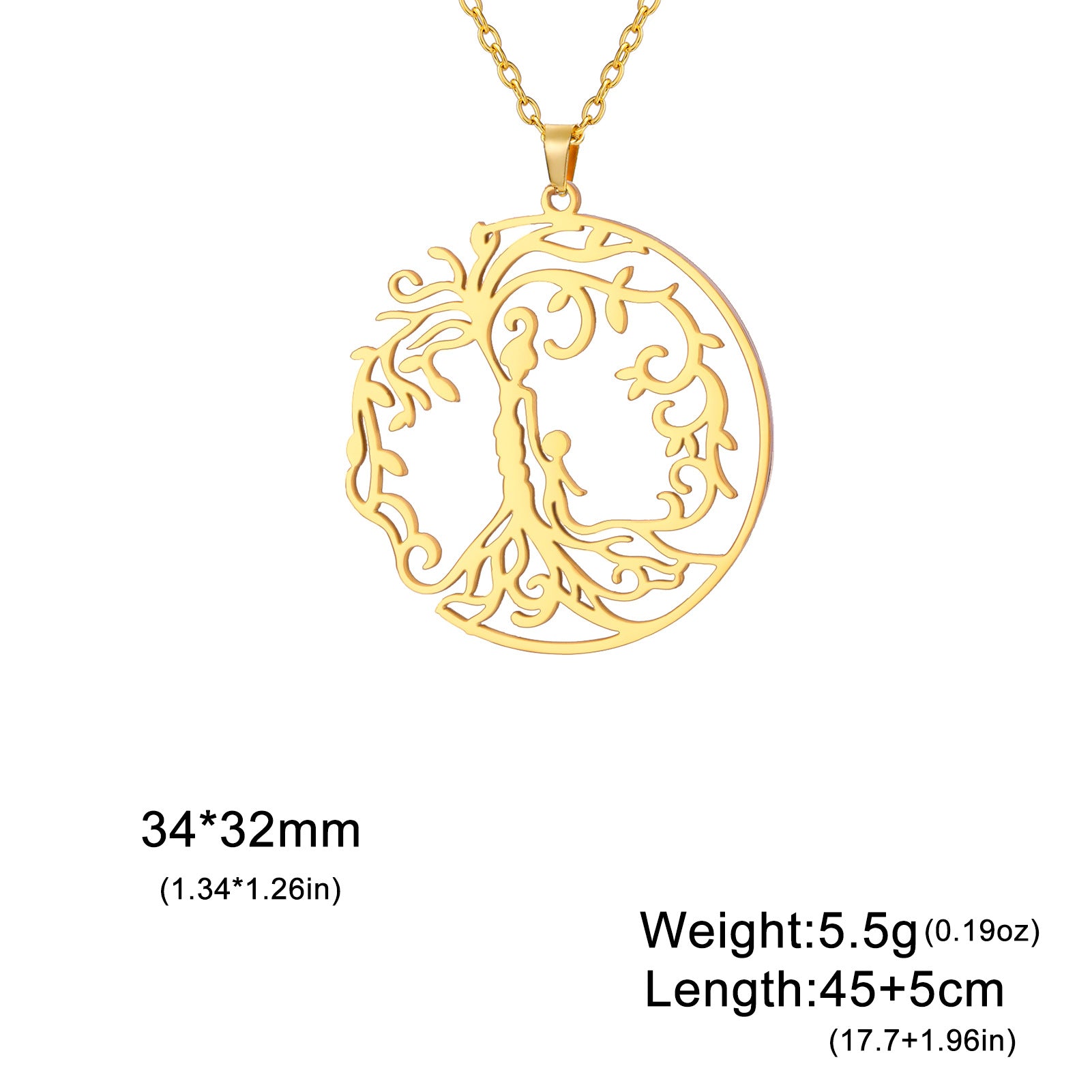 Wholesale Mother' s Day electroplated Tree of Life parent-child Stainless steel necklace