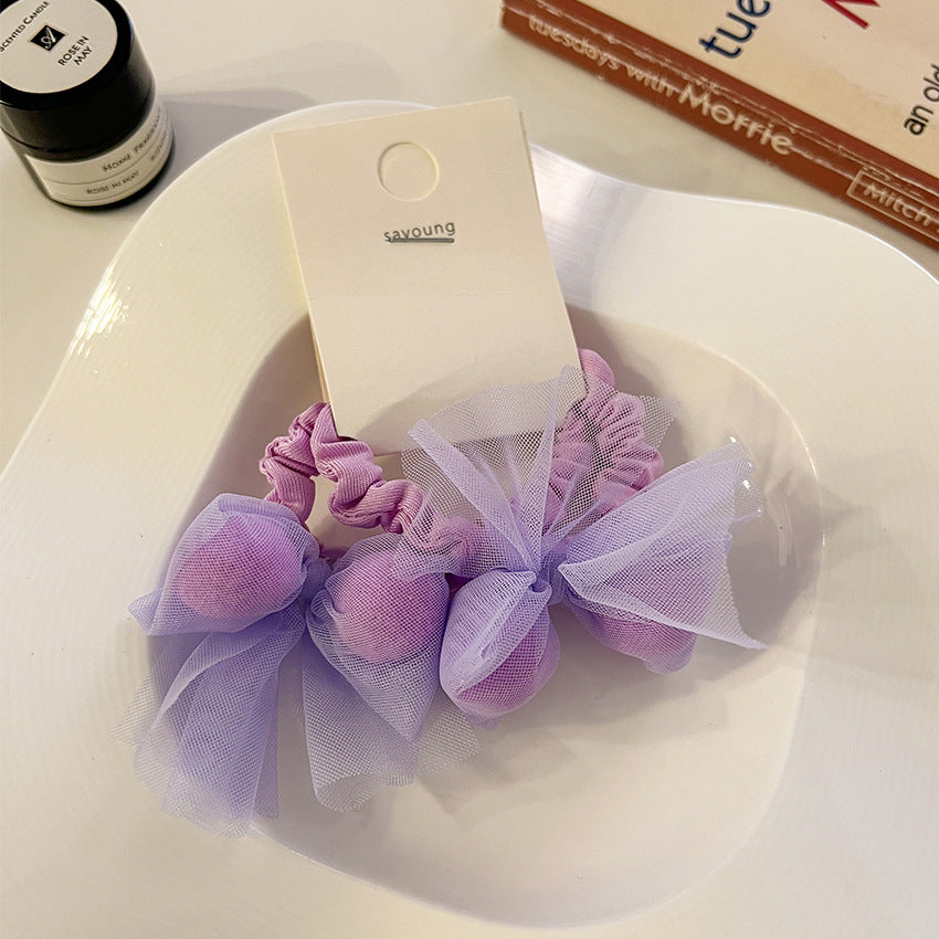 Wholesale Mesh Ball Bow Fabric Hair Scrunchies