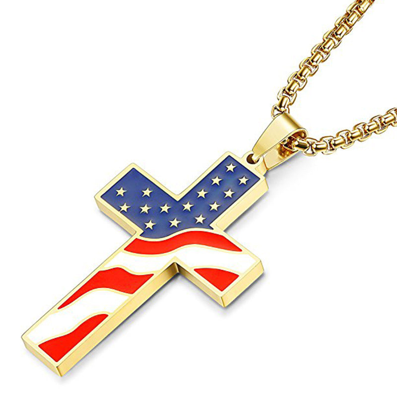 Wholesale American Independence Day Cross Earrings Necklace