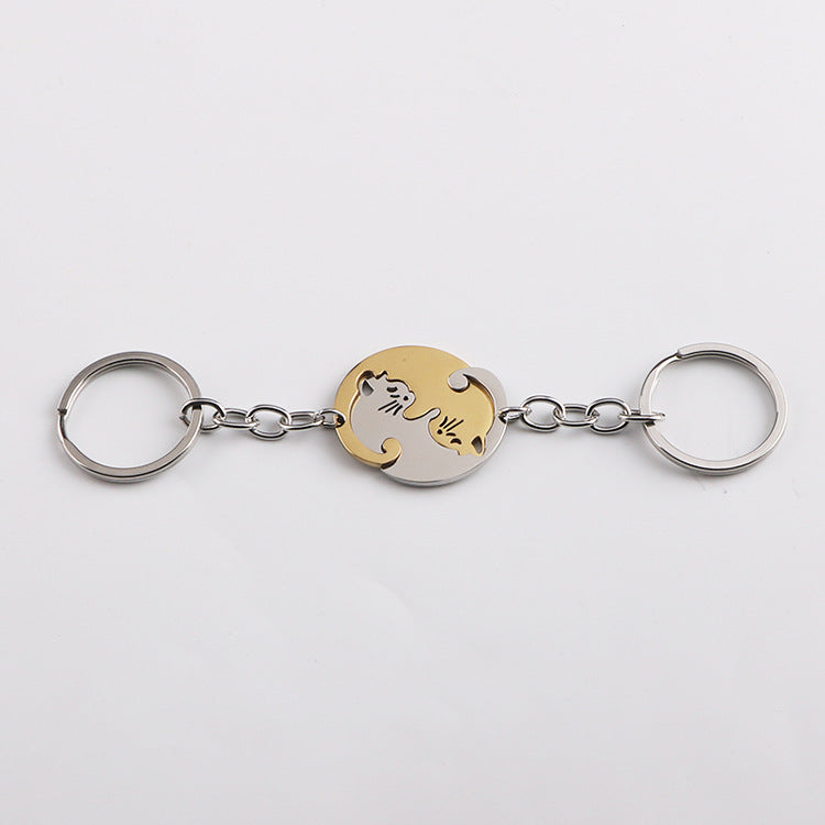 Wholesale Love Cat Metal Keychain