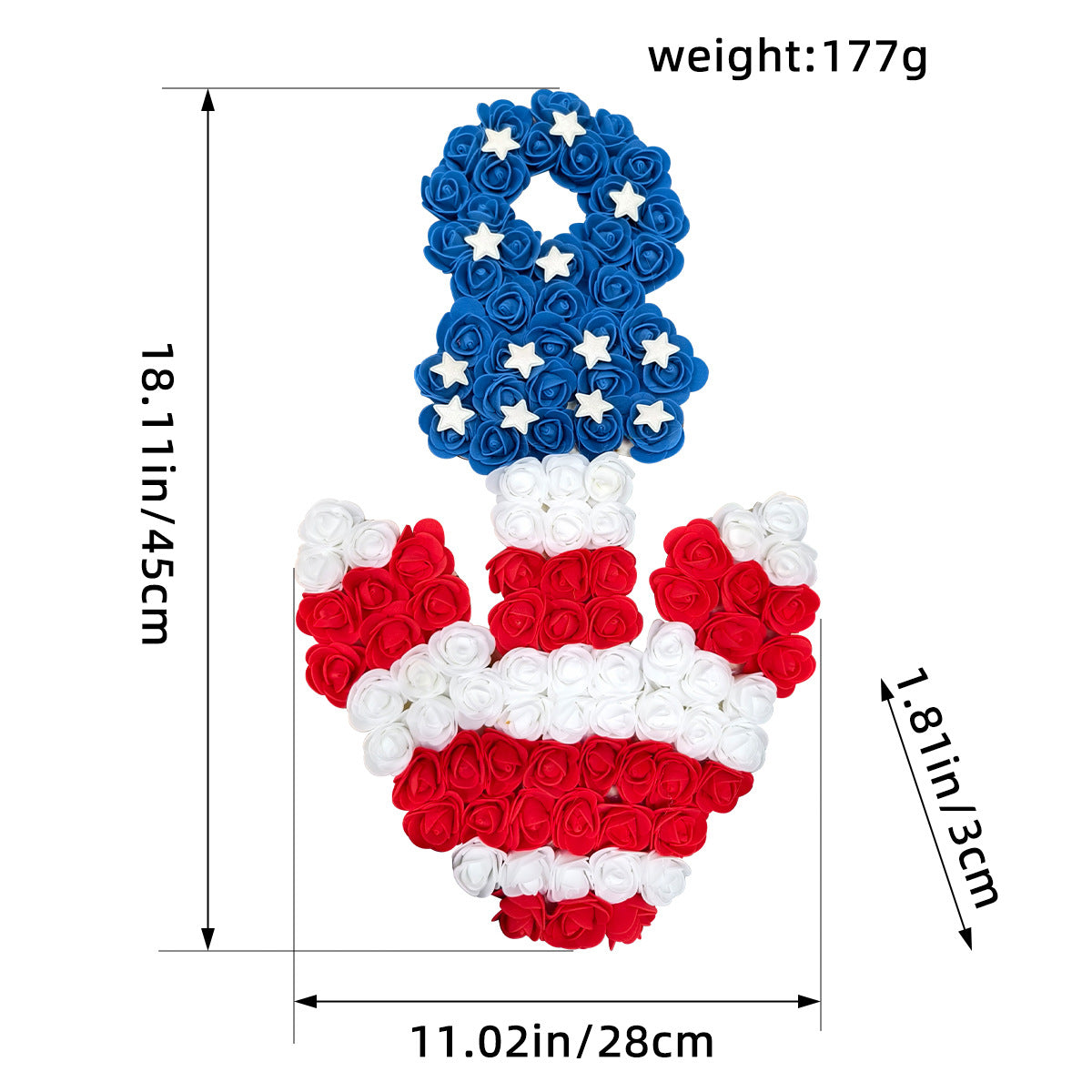 Wholesale American Independence Day Pu Rose Garland Door Hanging Decoration