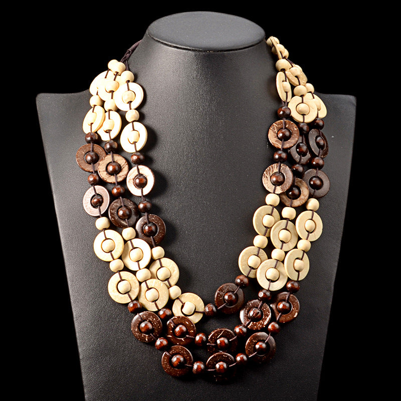Wholesale Colorful Multilayer Wooden Necklaces