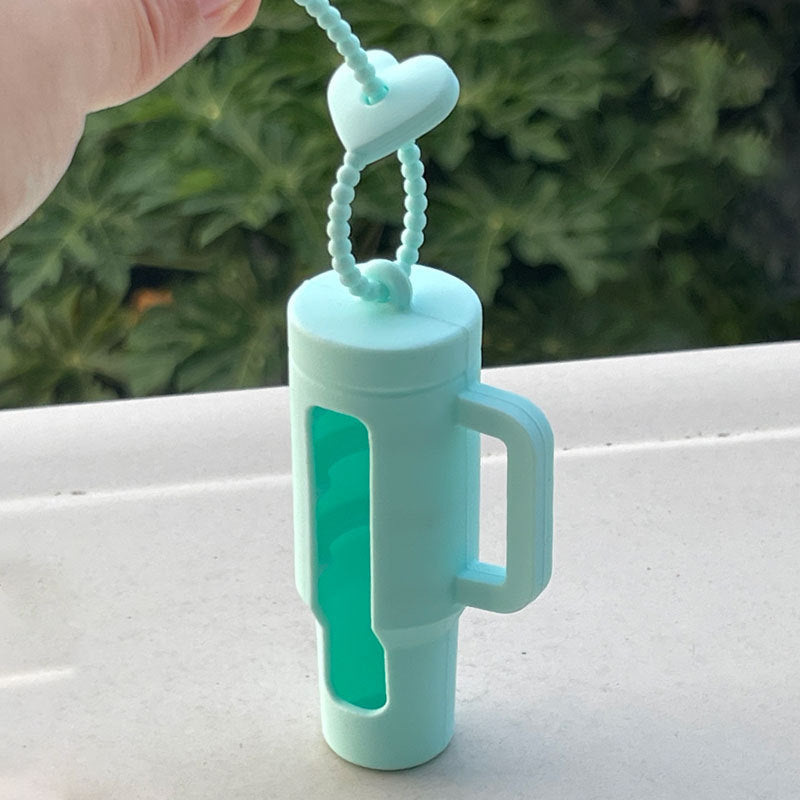 Wholesale Lipstick case silicone protective case bow lipstick bag keychain