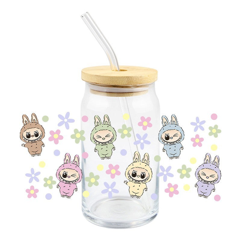 Wholesale 5pcs Colorful cute cartoon 16oz Cup UV DTF Wraps