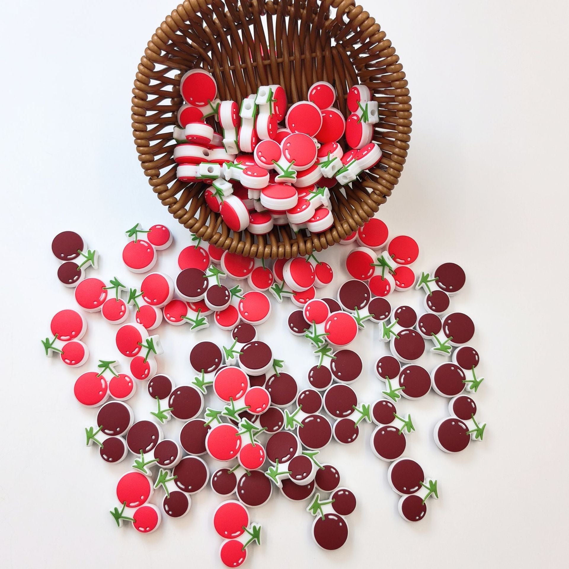 Wholesale 10PCS Silicone Cartoon Cherry Pattern Beads