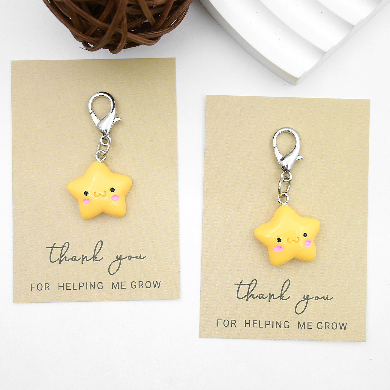 Wholesale Little Star Keychain English Thanksgiving Blessing Card Keychain