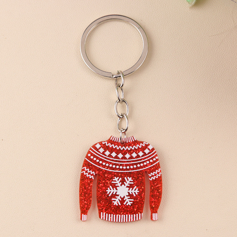 Wholesale Cartoon Design Snowflake Colorful Sweater Acrylic Simple Fashion Christmas Keychains