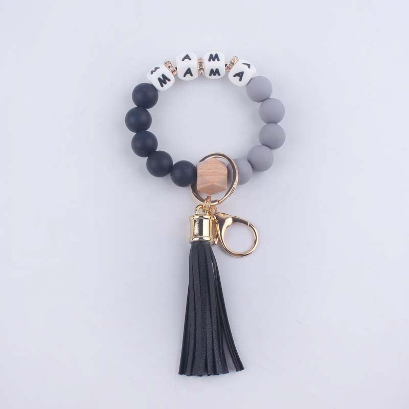 Wholesale Mother's Day MAMA Letter Silicone Beaded Wrist Keychain