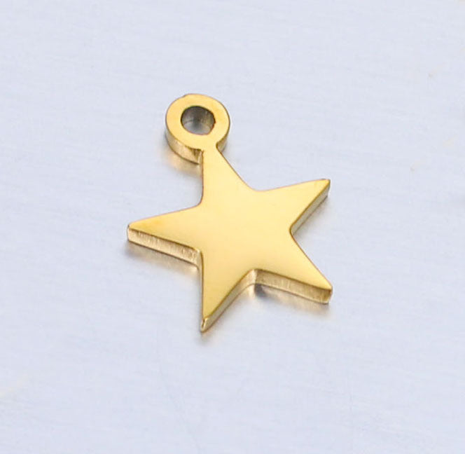 Wholesale Mirror Polished Stainless Steel Star Moon DIY Bracelet Necklace Pendant