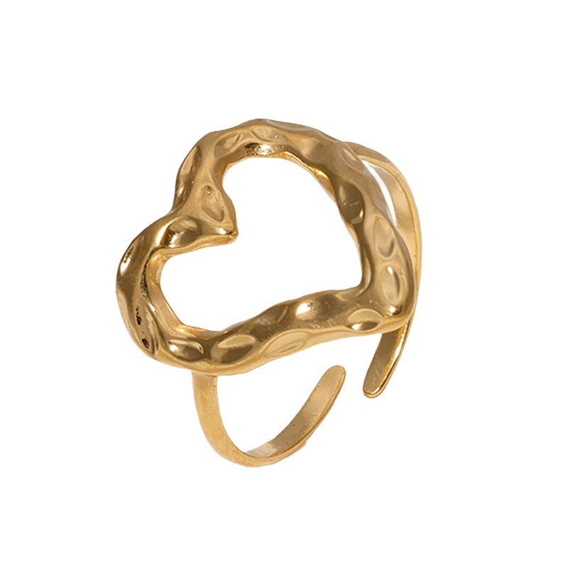Wholesale Titanium Steel 18K Gold-plated Heart Opening Rings