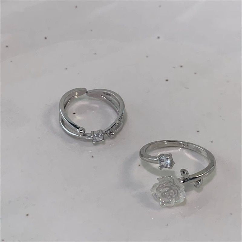 Wholesale Four star retro geometric blue star Rings