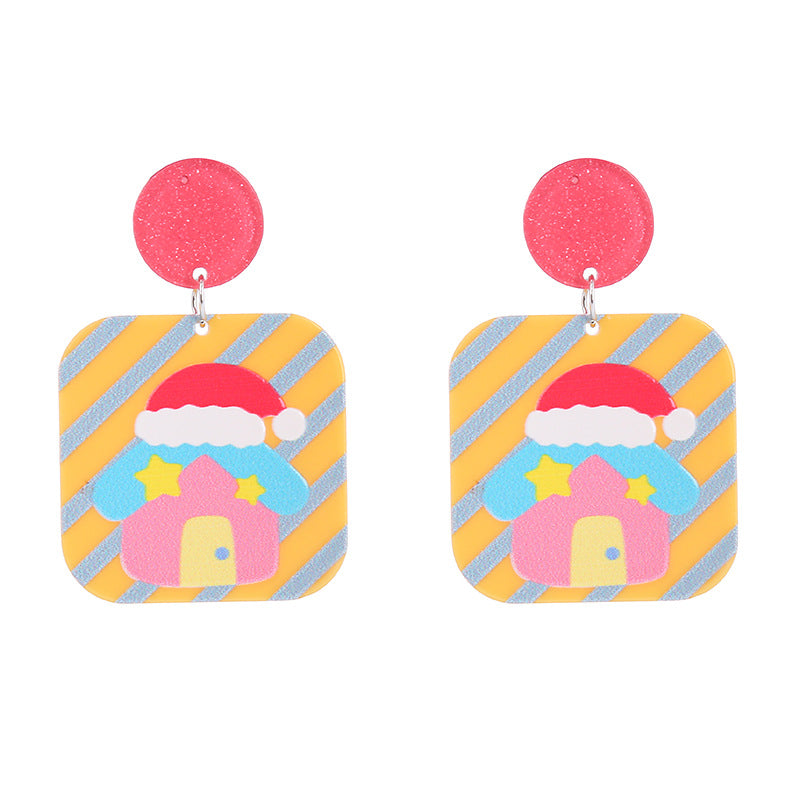 Wholesale Christmas Snowflake House Christmas Tree Gingerbread Man Acrylic Earrings