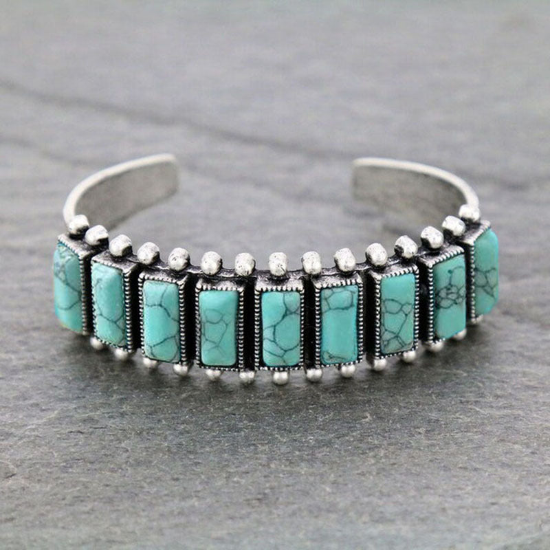 Wholesale Bohemian Vintage Natural Turquoise Open Bracelet