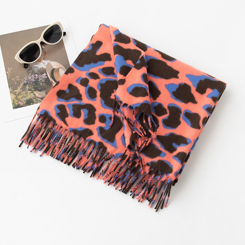 Wholesale Leopard Print Soft and Warm Printed Fringe Scarf