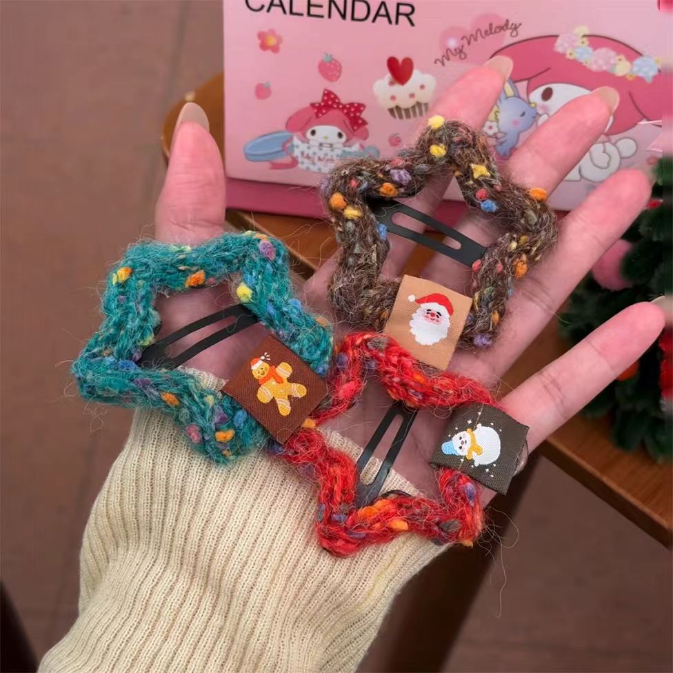Wholesale Plush Christmas Star BB Hair Clip Sweet Girly Fashion Hair Accessory For Women Side Bangs