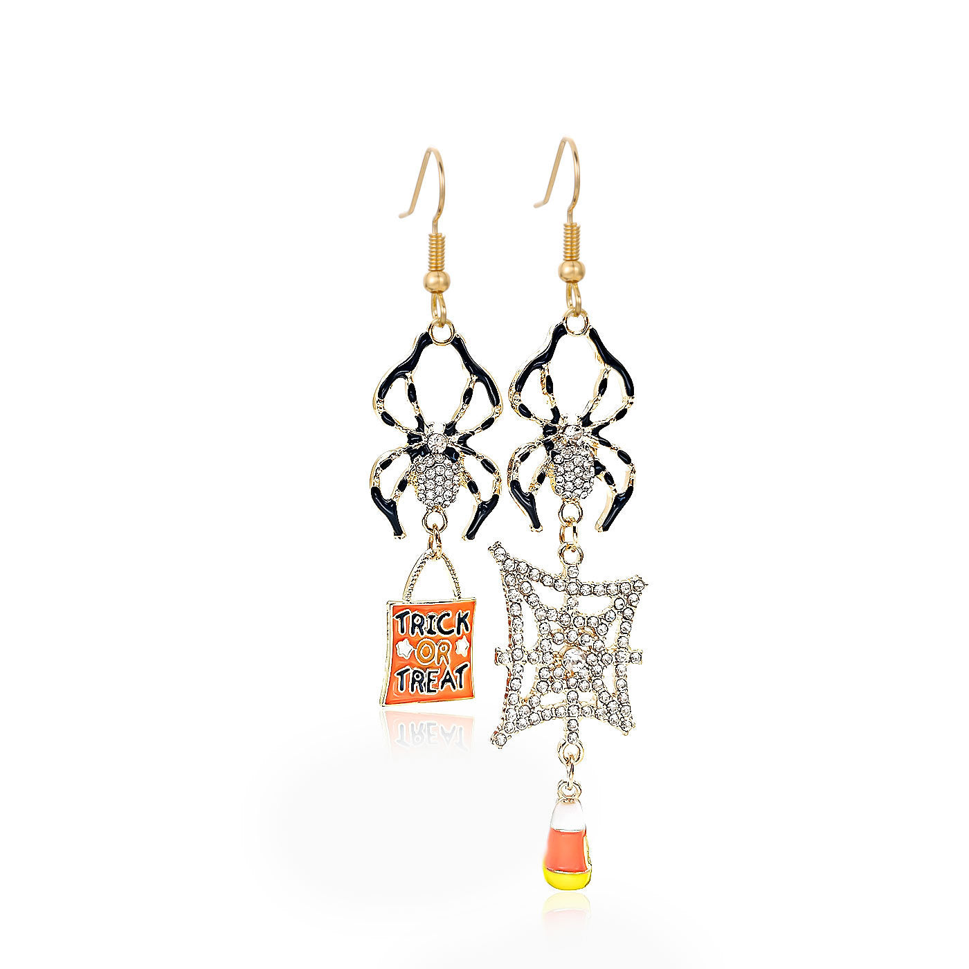 Wholesale   Web Pumpkin Stud Earrings Trendy Rhinestone Cartoon Jewelry Accessory For Party Gift