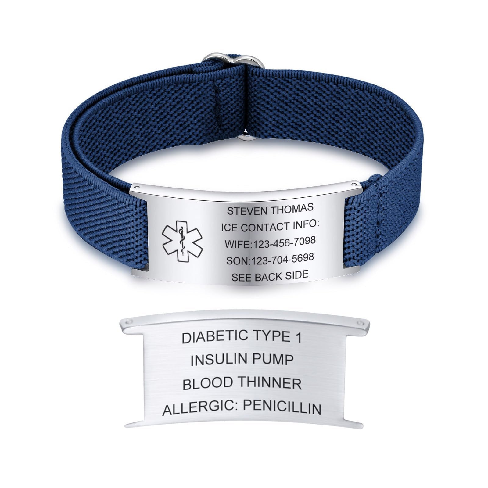 Wholesale Stainless steel curved plaque engraved medical bracelet