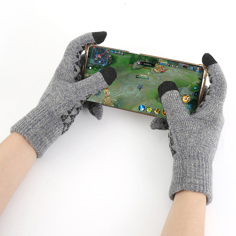 Wholesale Winter Warm and Cold-proof Plus Velvet and Thickened Wool Knitted Touch Screen Gloves