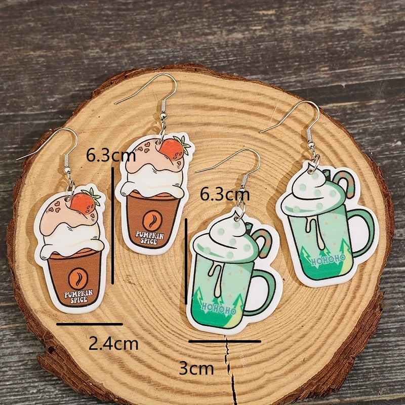 Wholesale Cartoon Milk Tea Cup Acrylic Earrings