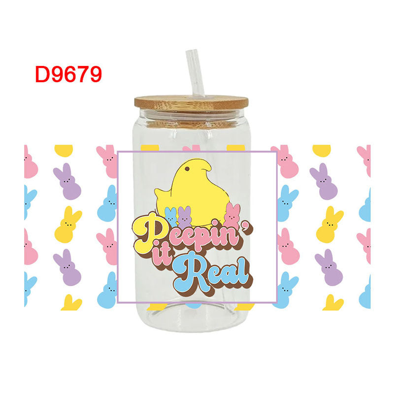Wholesale UV transfer sticker glass crystal label Crystal sticker 16OZ UV DTF WRAPS 23cmX11cm
