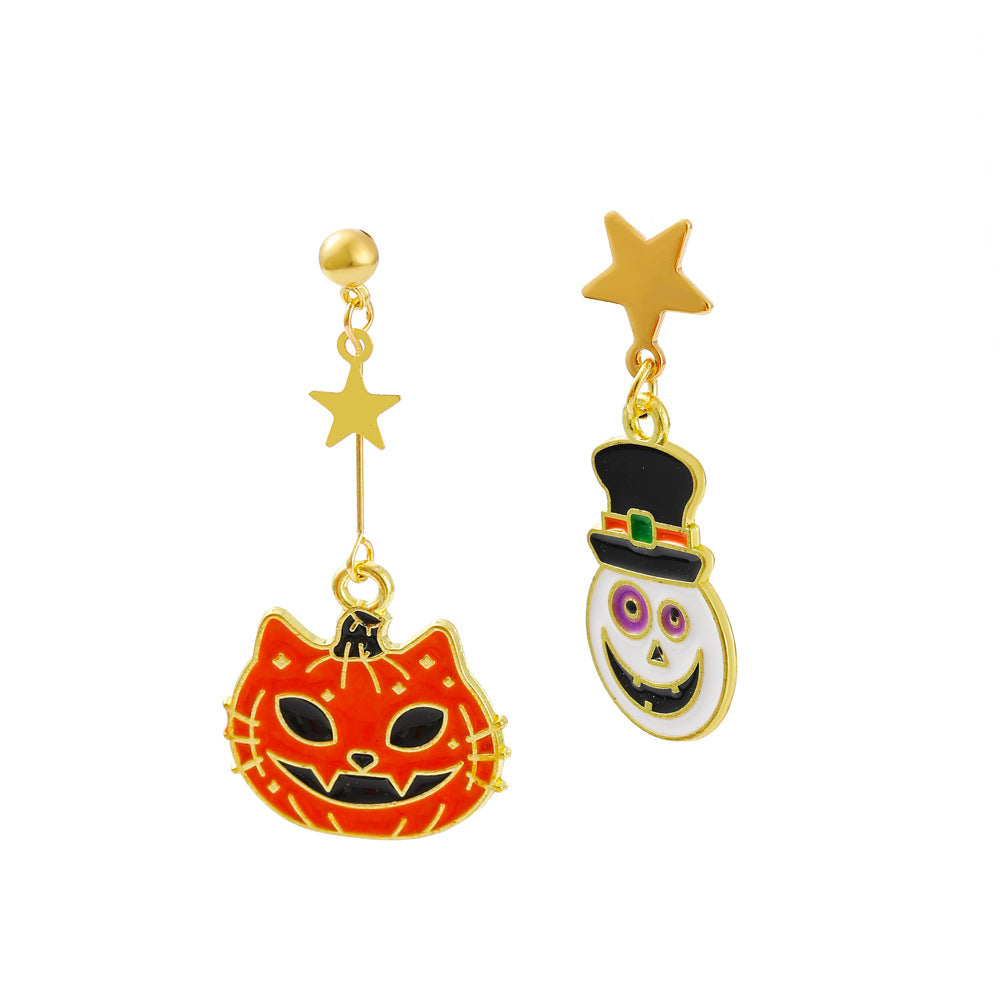 Wholesale Halloween Pumpkin Head Ghost Creative Alloy Earrings