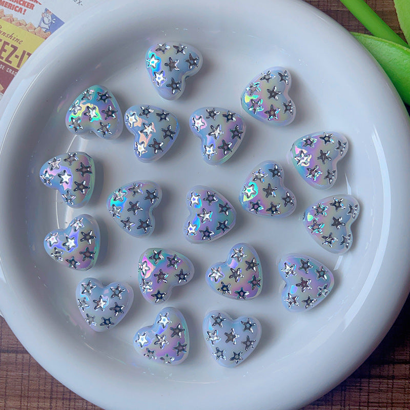 Wholesale   10pcs/pack  UV Color Plated Straight Hole Love Beaded DIY Acrylic Beads